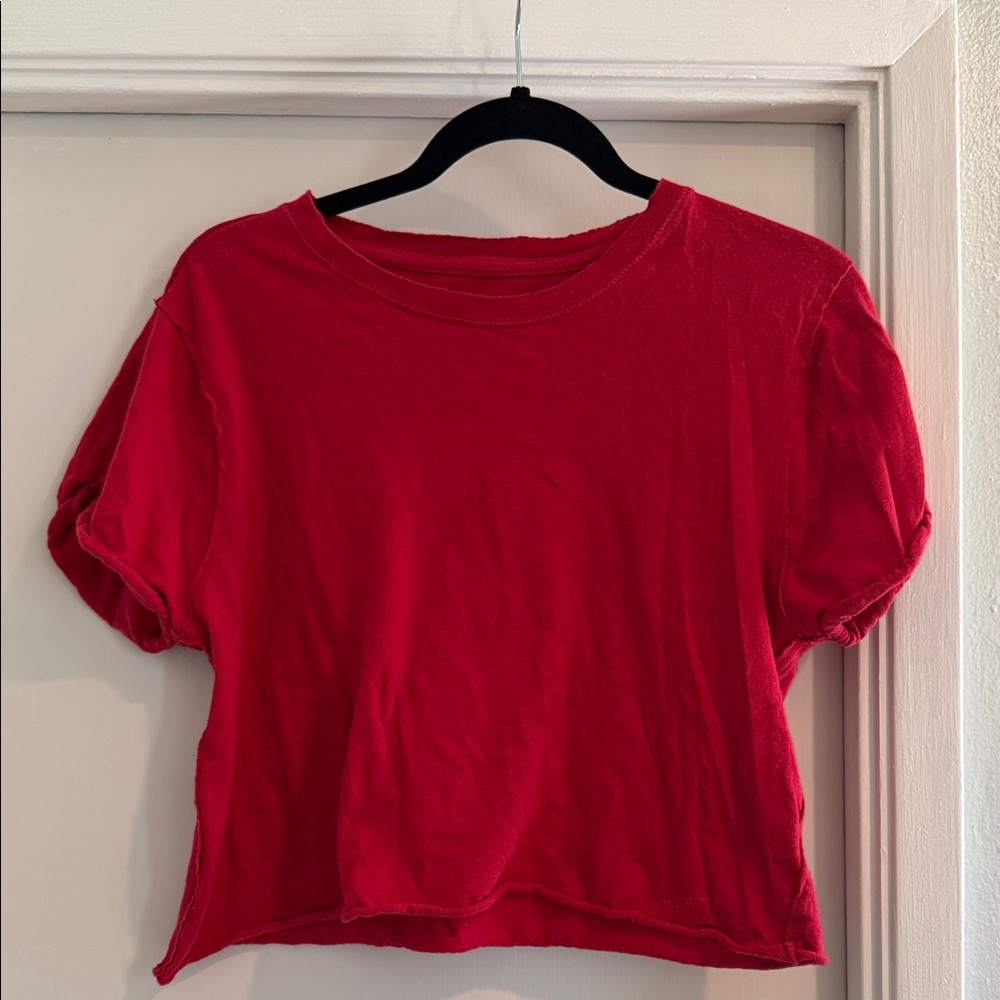 We The Free Bright Red Cropped Tee